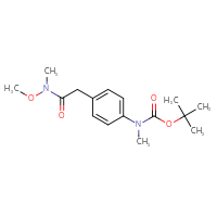 Chemical structure of tert-butyl N-(4-{[methoxy(methyl)carbamoyl]methyl}phenyl)-N-methylcarbamate - CSSB20808589347