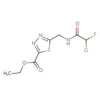 Chemical structure of ethyl 5-[(2-chloro-2-fluoroacetamido)methyl]-1,3,4-thiadiazole-2-carboxylate - CSSB21332124609