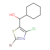 Chemical structure of (2-bromo-4-chloro-1,3-thiazol-5-yl)(cyclohexyl)methanol - CSSB21246456905