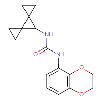 Chemical structure of 1-(2,3-dihydro-1,4-benzodioxin-5-yl)-3-{dispiro[2.0.2⁴.1³]heptan-7-yl}urea - CSSB01228273630