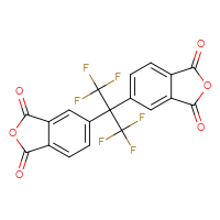 Chemical structure of 5-[2-(1,3-dioxo-1,3-dihydro-2-benzofuran-5-yl)-1,1,1,3,3,3-hexafluoropropan-2-yl]-1,3-dihydro-2-benzofuran-1,3-dione - CSSB00000050885