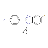 Chemical structure of 4-(1-cyclopropyl-5-fluoro-1H-1,3-benzodiazol-2-yl)aniline - CSSB00000759910