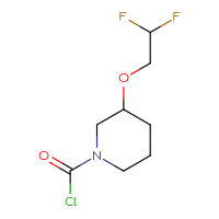 Chemical structure of 3-(2,2-difluoroethoxy)piperidine-1-carbonyl chloride - CSSB02516626866