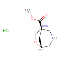 Chemical structure of rac-methyl (1R,5R)-6-oxa-3-azabicyclo[3.2.1]octane-1-carboxylate hydrochloride - CSSB20620689620