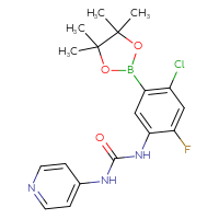 Chemical structure of 3-[4-chloro-2-fluoro-5-(4,4,5,5-tetramethyl-1,3,2-dioxaborolan-2-yl)phenyl]-1-(pyridin-4-yl)urea - CSSB21332056555