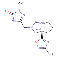 Chemical structure of rac-3-{[(3aR,6aR)-3a-(3-methyl-1,2,4-oxadiazol-5-yl)-octahydrocyclopenta[c]pyrrol-2-yl]methyl}-1-methyl-4,5-dihydro-1H-1,2,4-triazol-5-one - CSSS21426973281