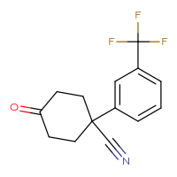 Chemical structure of 4-oxo-1-[3-(trifluoromethyl)phenyl]cyclohexane-1-carbonitrile - CSSB00025709088