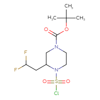 Chemical structure of tert-butyl 4-(chlorosulfonyl)-3-(2,2-difluoroethyl)piperazine-1-carboxylate - CSSB02129148564