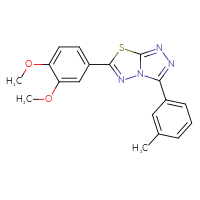 Chemical structure of 6-(3,4-dimethoxyphenyl)-3-(3-methylphenyl)-[1,2,4]triazolo[3,4-b][1,3,4]thiadiazole - CSSB00121633080