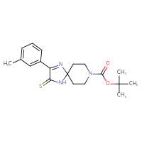 Chemical structure of tert-butyl 2-(3-methylphenyl)-3-sulfanylidene-1,4,8-triazaspiro[4.5]dec-1-ene-8-carboxylate - CSSB00025683446