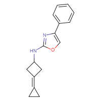 Chemical structure of N-(3-cyclopropylidenecyclobutyl)-4-phenyl-1,3-oxazol-2-amine - CSSB15114104923