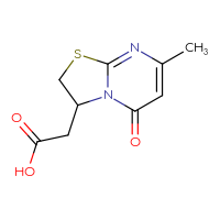 Chemical structure of 2-{7-methyl-5-oxo-2H,3H,5H-[1,3]thiazolo[3,2-a]pyrimidin-3-yl}acetic acid - CSSB00010240012