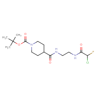 Chemical structure of tert-butyl 4-{[2-(2-chloro-2-fluoroacetamido)ethyl]carbamoyl}piperidine-1-carboxylate - CSSB21106293745