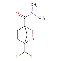 Chemical structure of 1-(difluoromethyl)-N,N-dimethyl-2-oxabicyclo[2.2.1]heptane-4-carboxamide - CSSB14958353496