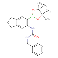 Chemical structure of 1-benzyl-3-[6-(4,4,5,5-tetramethyl-1,3,2-dioxaborolan-2-yl)-2,3-dihydro-1H-inden-5-yl]urea - CSSB20746488643
