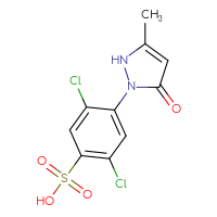 Chemical structure of 2,5-dichloro-4-(3-methyl-5-oxo-2,5-dihydro-1H-pyrazol-1-yl)benzene-1-sulfonic acid - CSSB00121574336