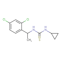 Chemical structure of 3-cyclopropyl-1-[1-(2,4-dichlorophenyl)ethyl]thiourea - CSSB00000386991