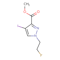 Chemical structure of methyl 1-(2-fluoroethyl)-4-iodo-1H-pyrazole-3-carboxylate - CSSB00010783910