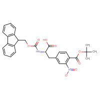 Chemical structure of (2S)-3-{4-[(tert-butoxy)carbonyl]-3-nitrophenyl}-2-({[(9H-fluoren-9-yl)methoxy]carbonyl}amino)propanoic acid - CSSB20906343813