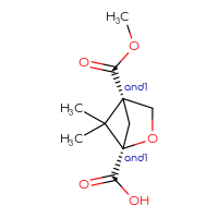 Chemical structure of rac-(1R,4R)-4-(methoxycarbonyl)-5,5-dimethyl-2-oxabicyclo[2.1.1]hexane-1-carboxylic acid - CSSB20621205384