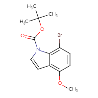 Chemical structure of tert-butyl 7-bromo-4-methoxy-1H-indole-1-carboxylate - CSSB21332060765
