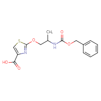 Chemical structure of 2-(2-{[(benzyloxy)carbonyl]amino}propoxy)-1,3-thiazole-4-carboxylic acid - CSSB06454657113