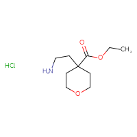 Chemical structure of ethyl 4-(2-aminoethyl)oxane-4-carboxylate hydrochloride - CSSB20963515914