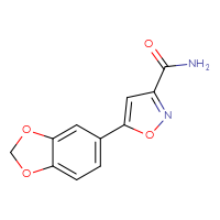 Chemical structure of 5-(2H-1,3-benzodioxol-5-yl)-1,2-oxazole-3-carboxamide - CSSB02270737110