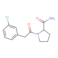 Chemical structure of 1-[2-(3-chlorophenyl)acetyl]pyrrolidine-2-carboxamide - CSSB01002396792
