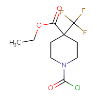 Chemical structure of ethyl 1-(carbonochloridoyl)-4-(trifluoromethyl)piperidine-4-carboxylate - CSSB21224772760