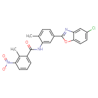 Chemical structure of N-[5-(5-chloro-1,3-benzoxazol-2-yl)-2-methylphenyl]-2-methyl-3-nitrobenzamide - CSSB00132483543