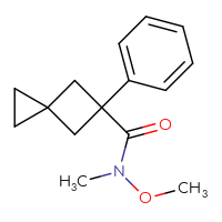 Chemical structure of N-methoxy-N-methyl-5-phenylspiro[2.3]hexane-5-carboxamide - CSSB04682359685