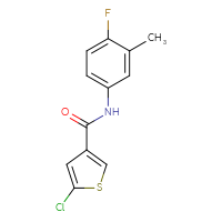 Chemical structure of 5-chloro-N-(4-fluoro-3-methylphenyl)thiophene-3-carboxamide - CSSB01999053320