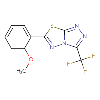 Chemical structure of 6-(2-methoxyphenyl)-3-(trifluoromethyl)-[1,2,4]triazolo[3,4-b][1,3,4]thiadiazole - CSSB00121637610