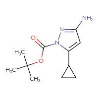 Chemical structure of tert-butyl 3-amino-5-cyclopropyl-1H-pyrazole-1-carboxylate - CSSB00010409125