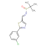 Chemical structure of (R)-N-{[2-(3-chlorophenyl)-1,3-thiazol-5-yl]methylidene}-2-methylpropane-2-sulfinamide - CSSB21331810142