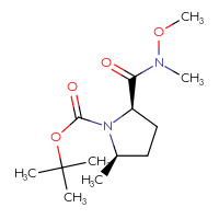 Chemical structure of tert-butyl (2R,5R)-2-[methoxy(methyl)carbamoyl]-5-methylpyrrolidine-1-carboxylate - CSSB21151593013