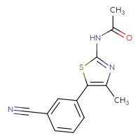 Chemical structure of N-[5-(3-cyanophenyl)-4-methyl-1,3-thiazol-2-yl]acetamide - CSSB21253047763
