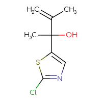 Chemical structure of 2-(2-chloro-1,3-thiazol-5-yl)-3-methylbut-3-en-2-ol - CSSB21246289290