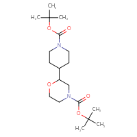 Chemical structure of tert-butyl 2-{1-[(tert-butoxy)carbonyl]piperidin-4-yl}morpholine-4-carboxylate - CSSB09895481547