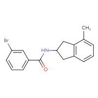 Chemical structure of 3-bromo-N-(4-methyl-2,3-dihydro-1H-inden-2-yl)benzamide - CSSB06636828444