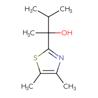 Chemical structure of 2-(4,5-dimethyl-1,3-thiazol-2-yl)-3-methylbutan-2-ol - CSSB00023600229