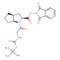 Chemical structure of 1,3-dioxo-2,3-dihydro-1H-isoindol-2-yl (2S,3aS,6aS)-1-(2-{[(tert-butoxy)carbonyl]amino}acetyl)-octahydrocyclopenta[b]pyrrole-2-carboxylate - CSSB17484205051