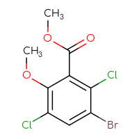 Chemical structure of methyl 3-bromo-2,5-dichloro-6-methoxybenzoate - CSSB03555239071