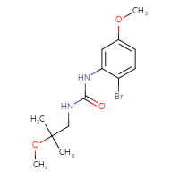 Chemical structure of 1-(2-bromo-5-methoxyphenyl)-3-(2-methoxy-2-methylpropyl)urea - CSSB02021592187