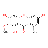 Chemical structure of 1,3,6-trihydroxy-2-methoxy-8-methyl-9H-xanthen-9-one - CSSB00159261113