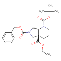 Chemical structure of 6-benzyl 1-tert-butyl 4a-ethyl (4aS,7aR)-octahydro-1H-pyrrolo[3,4-b]pyridine-1,4a,6-tricarboxylate - CSSB00135125965