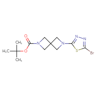 Chemical structure of tert-butyl 6-(5-bromo-1,3,4-thiadiazol-2-yl)-2,6-diazaspiro[3.3]heptane-2-carboxylate - CSSB00154446639