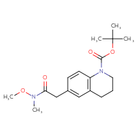 Chemical structure of tert-butyl 6-{[methoxy(methyl)carbamoyl]methyl}-1,2,3,4-tetrahydroquinoline-1-carboxylate - CSSB21151589861