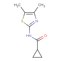 Chemical structure of N-(4,5-dimethyl-1,3-thiazol-2-yl)cyclopropanecarboxamide - CSSB00000154318